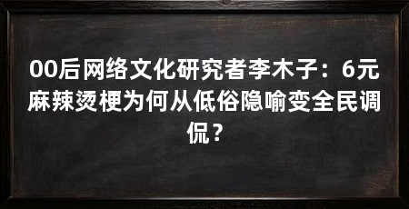 00后网络文化研究者李木子:6元麻辣烫梗为何从低俗隐喻变全民调侃?