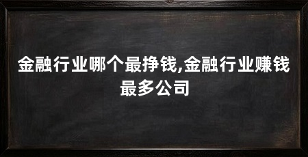 金融行业哪个最挣钱,金融行业赚钱最多公司