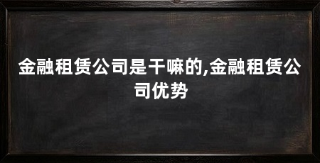 金融租赁公司是干嘛的,金融租赁公司优势