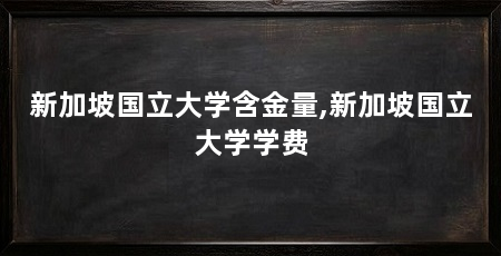 新加坡国立大学含金量,新加坡国立大学学费