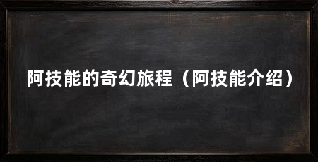 阿技能的奇幻旅程（阿技能介绍）