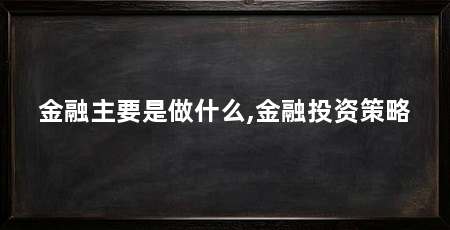 金融主要是做什么,金融投资策略