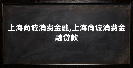 上海尚诚消费金融,上海尚诚消费金融贷款