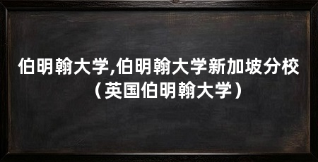 伯明翰大学,伯明翰大学新加坡分校（英国伯明翰大学）