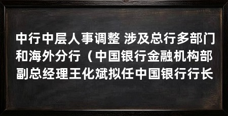 中行中层人事调整 涉及总行多部门和海外分行(中国银行金融机构部副总经理王化斌拟任中国银行行长