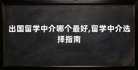 出国留学中介哪个最好,留学中介选择指南