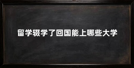 留学辍学了回国能上哪些大学
