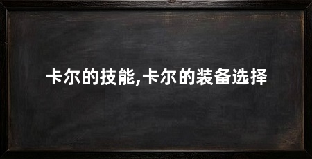 卡尔的技能,卡尔的装备选择