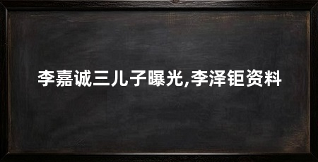 李嘉诚三儿子曝光,李泽钜资料