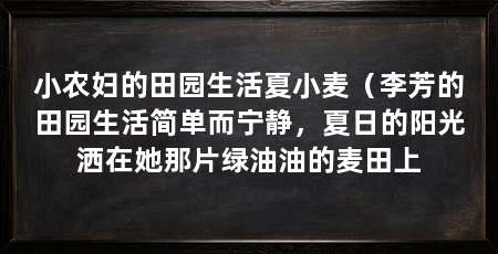 小农妇的田园生活夏小麦（李芳的田园生活简单而宁静，夏日的阳光洒在她那片绿油油的麦田上