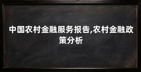 中国农村金融服务报告,农村金融政策分析
