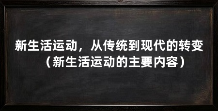 新生活运动,从传统到现代的转变(新生活运动的主要内容)