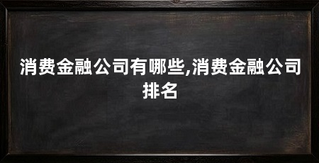 消费金融公司有哪些,消费金融公司排名