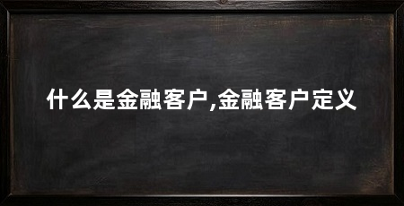 什么是金融客户,金融客户定义