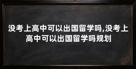 没考上高中可以出国留学吗,没考上高中可以出国留学吗规划
