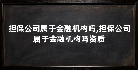 担保公司属于金融机构吗,担保公司属于金融机构吗资质