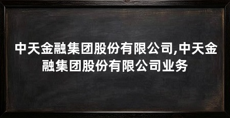 中天金融集团股份有限公司,中天金融集团股份有限公司业务