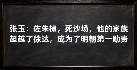 张玉:佐朱棣,死沙场,他的家族超越了徐达,成为了明朝第一勋贵