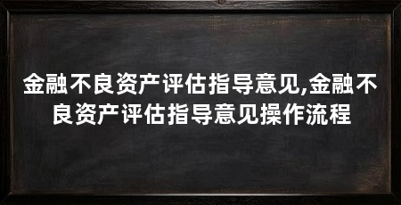 金融不良资产评估指导意见,金融不良资产评估指导意见操作流程