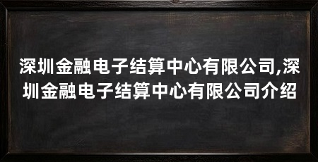 深圳金融电子结算中心有限公司,深圳金融电子结算中心有限公司介绍