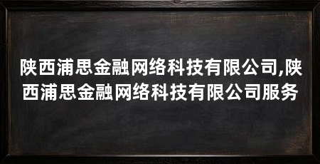 陕西浦思金融网络科技有限公司,陕西浦思金融网络科技有限公司服务