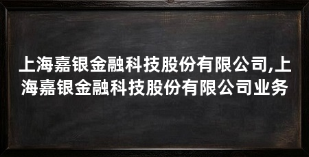 上海嘉银金融科技股份有限公司,上海嘉银金融科技股份有限公司业务