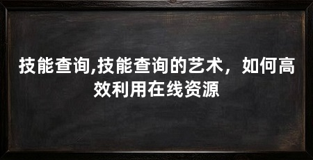 技能查询,技能查询的艺术,如何高效利用在线资源