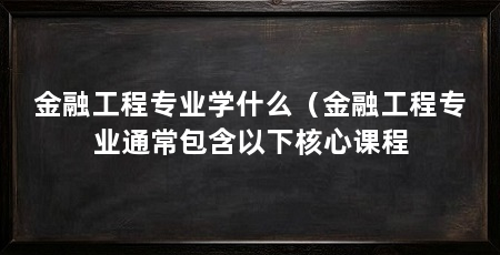 金融工程专业学什么(金融工程专业通常包含以下核心课程