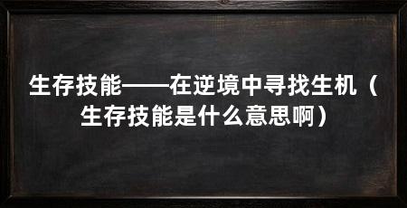 生存技能——在逆境中寻找生机(生存技能是什么意思啊)