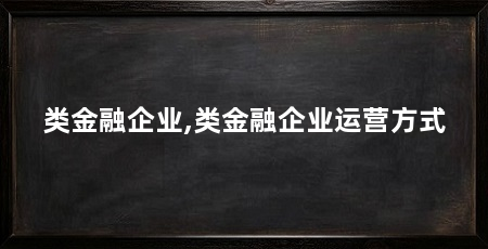 类金融企业,类金融企业运营方式