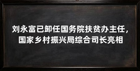 刘永富已卸任国务院扶贫办主任,国家乡村振兴局综合司长亮相