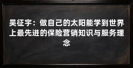 吴征宇：做自己的太阳能学到世界上最先进的保险营销知识与服务理念