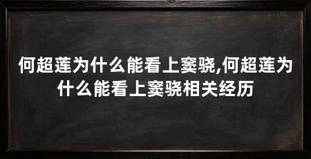 何超莲为什么能看上窦骁,何超莲为什么能看上窦骁相关经历