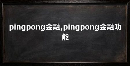 pingpong金融,pingpong金融功能