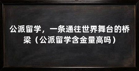 公派留学,一条通往世界舞台的桥梁(公派留学含金量高吗)