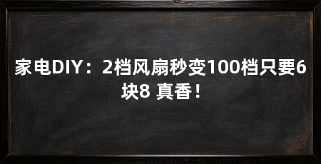 家电DIY：2档风扇秒变100档只要6块8 真香！