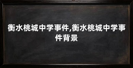 衡水桃城中学事件,衡水桃城中学事件背景