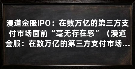 漫道金服IPO:在数万亿的第三方支付市场面前“毫无存在感”(漫道金服:在数万亿的第三方支付市场面前,只有不到5%的市场份额