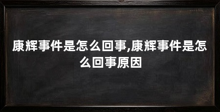康辉事件是怎么回事,康辉事件是怎么回事原因