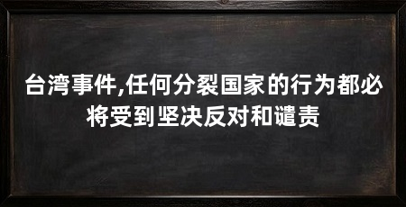 台湾事件,任何分裂国家的行为都必将受到坚决反对和谴责