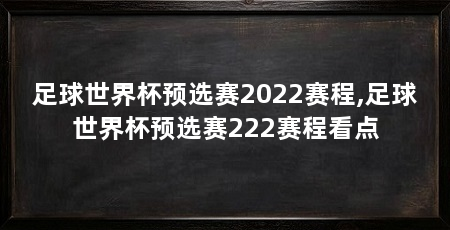 足球世界杯预选赛2022赛程,足球世界杯预选赛222赛程看点