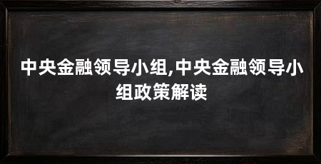 中央金融领导小组,中央金融领导小组政策解读