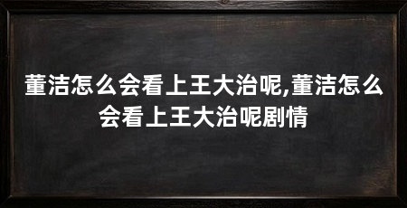 董洁怎么会看上王大治呢,董洁怎么会看上王大治呢剧情