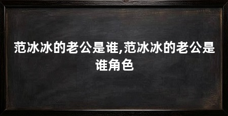 范冰冰的老公是谁,范冰冰的老公是谁角色
