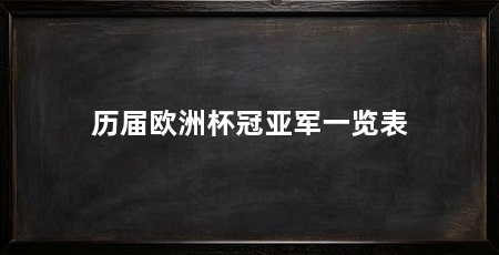 历届欧洲杯冠亚军一览表