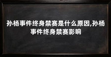 孙杨事件终身禁赛是什么原因,孙杨事件终身禁赛影响
