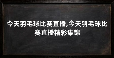 今天羽毛球比赛直播,今天羽毛球比赛直播精彩集锦