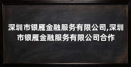 深圳市银雁金融服务有限公司,深圳市银雁金融服务有限公司合作