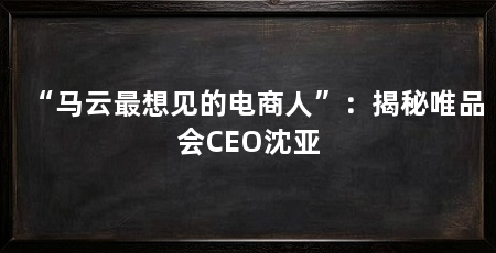 “马云最想见的电商人”:揭秘唯品会CEO沈亚
