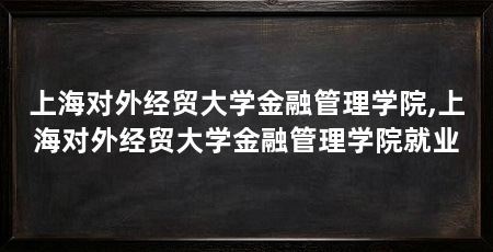 上海对外经贸大学金融管理学院,上海对外经贸大学金融管理学院就业